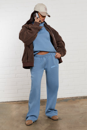 Kaiia Jeans Applique Oversized Hoodie Denim Blue