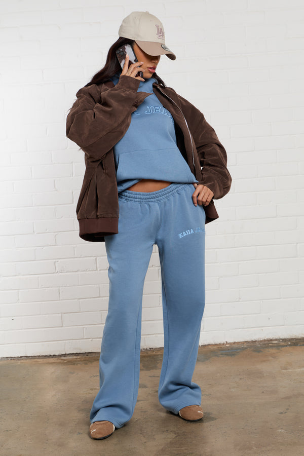 Kaiia Jeans Applique Oversized Hoodie Denim Blue