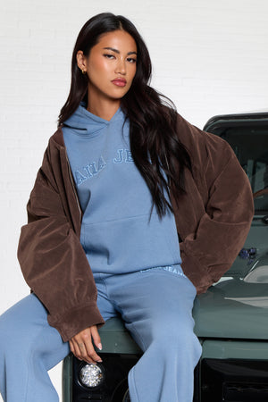 Kaiia Jeans Applique Oversized Hoodie Denim Blue