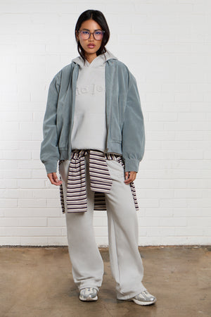Kaiia Jeans Embossed Oversized Hoodie Silver Grey