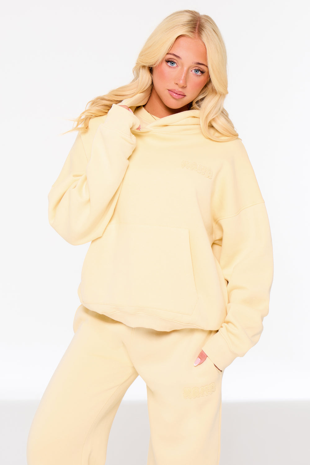Kaiia Studio Bubble Borg Oversized Hoodie Soft Lemon