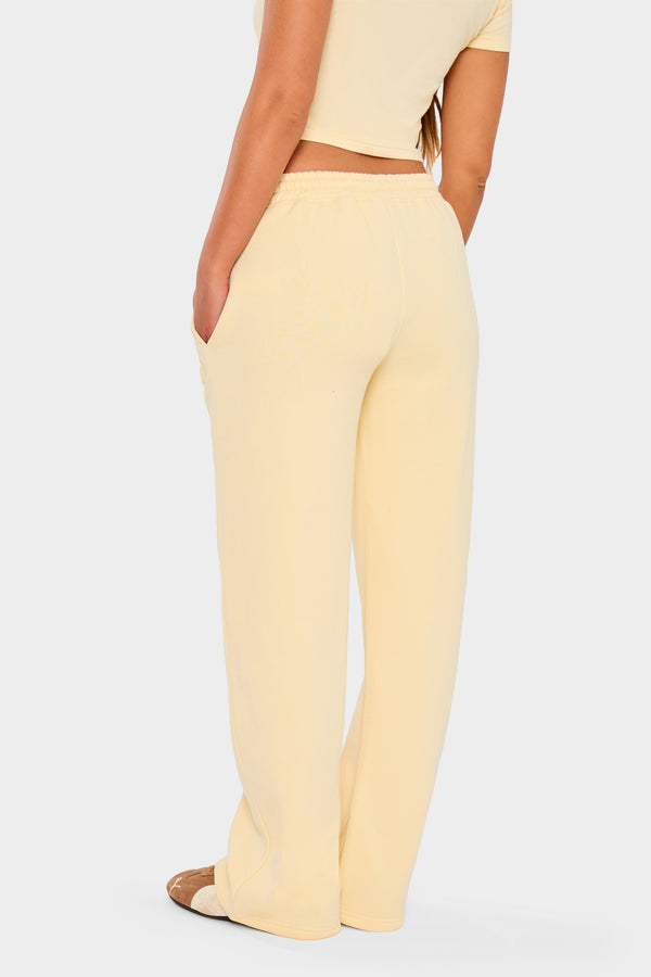 Kaiia Bubble Borg Wide Leg Joggers Soft Lemon