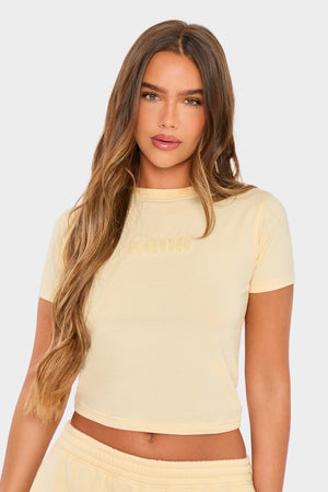 Kaiia Bubble Borg Baby Tee Soft Lemon
