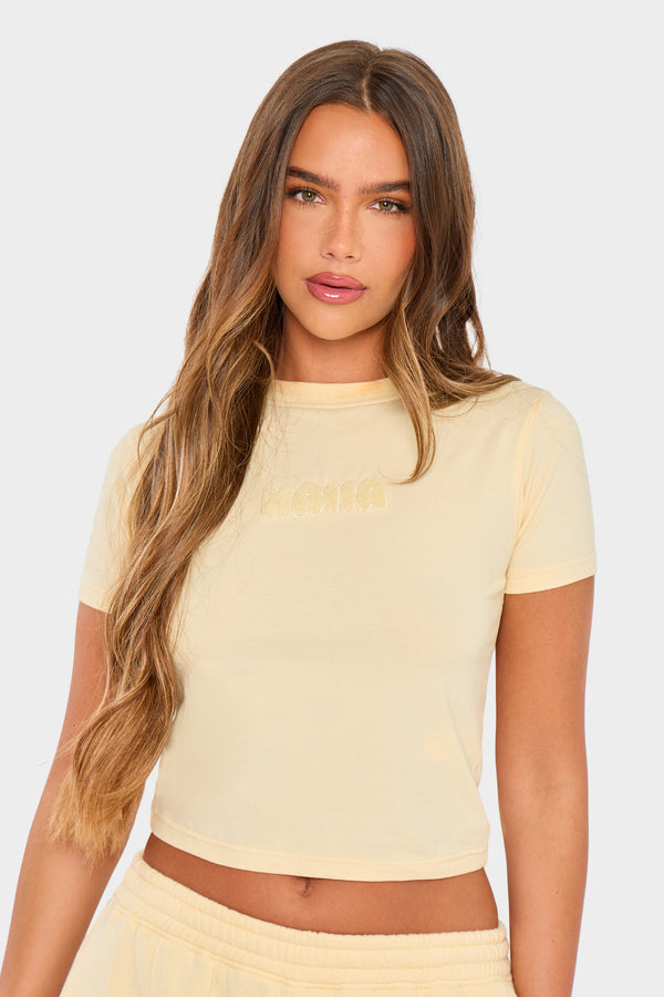 Kaiia Bubble Borg Baby Tee Soft Lemon