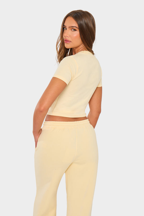 Kaiia Bubble Borg Baby Tee Soft Lemon