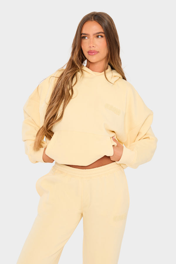 Kaiia Studio Bubble Borg Oversized Hoodie Soft Lemon