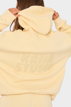 Kaiia Studio Bubble Borg Oversized Hoodie Soft Lemon