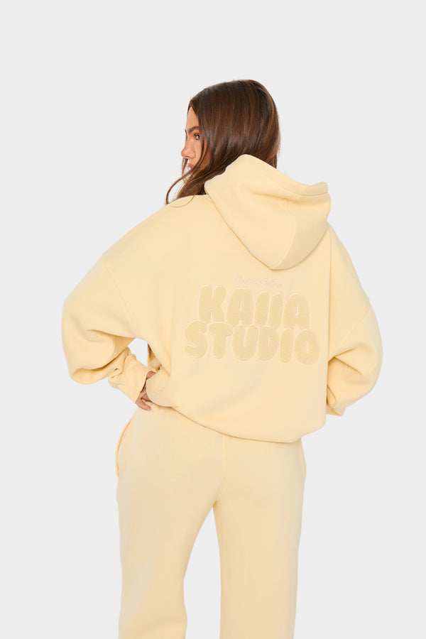 Kaiia Studio Bubble Borg Oversized Hoodie Soft Lemon