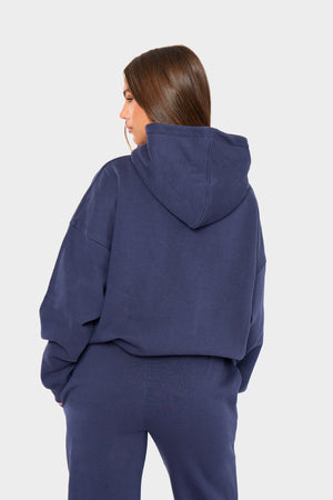 Kaiia Slogan Oversized Hoodie Navy & Pink