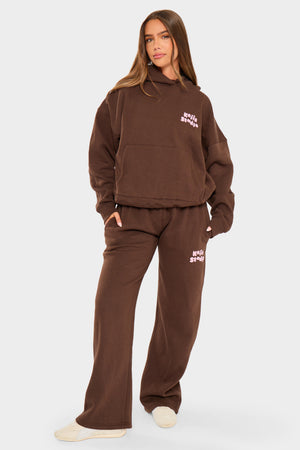 Kaiia Studio Bubble Oversized Hoodie Chocolate & Pink