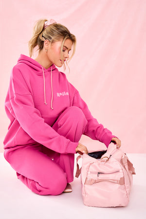 Kaiia Bubble Graphic Oversized Hoodie Dragonfruit