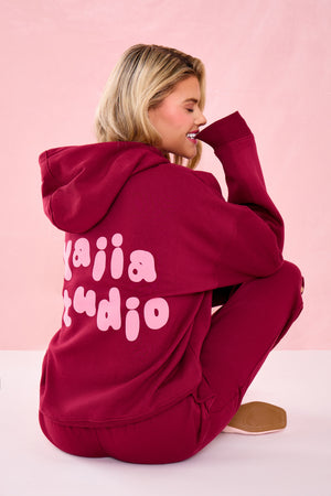Kaiia Bubble Graphic Oversized Hoodie Raspberry Jelly