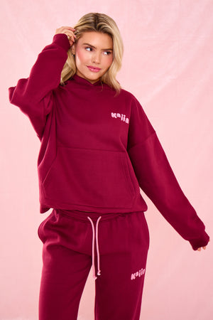Kaiia Bubble Graphic Oversized Hoodie Raspberry Jelly