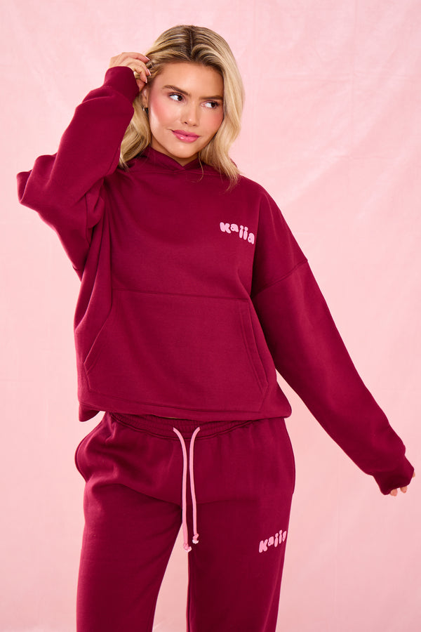 Kaiia Bubble Graphic Oversized Hoodie Raspberry Jelly