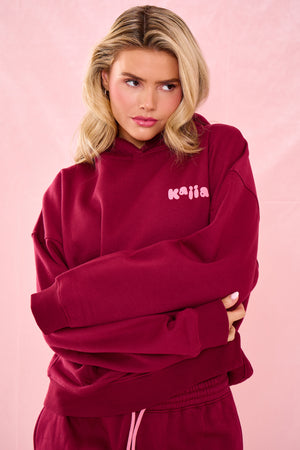 Kaiia Bubble Graphic Oversized Hoodie Raspberry Jelly