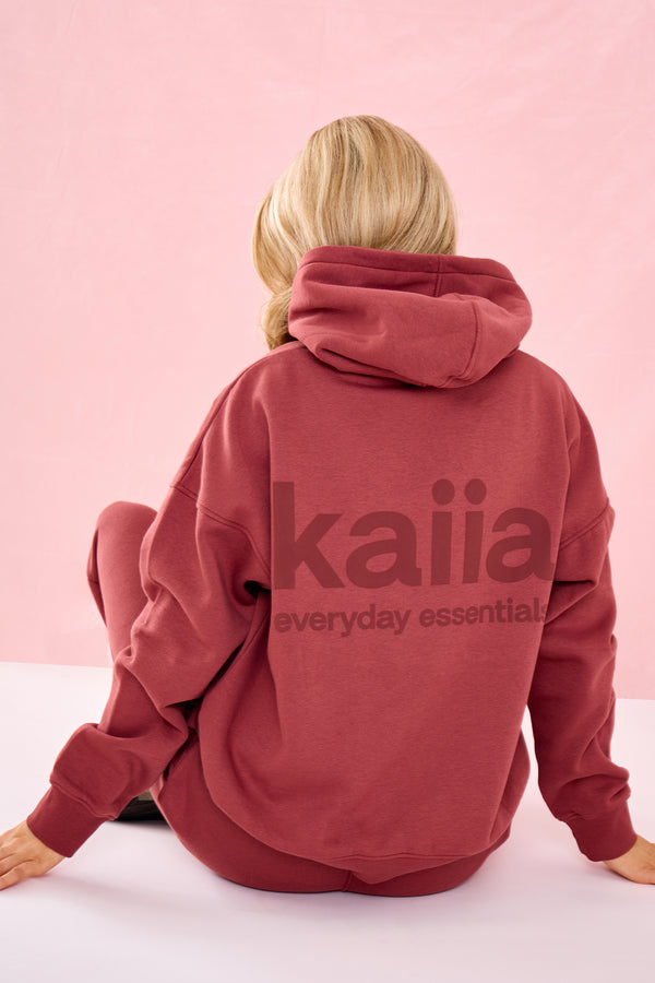 Kaiia Matte Slogan Oversized Hoodie Toast