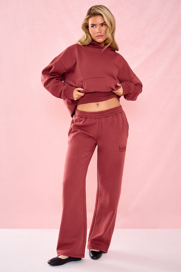 Kaiia Matte Slogan Oversized Hoodie Toast