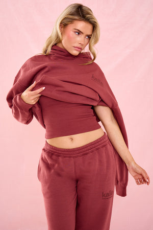 Kaiia Matte Slogan Oversized Hoodie Toast