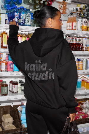 Kaiia Studio Diamante Oversized Hoodie Black