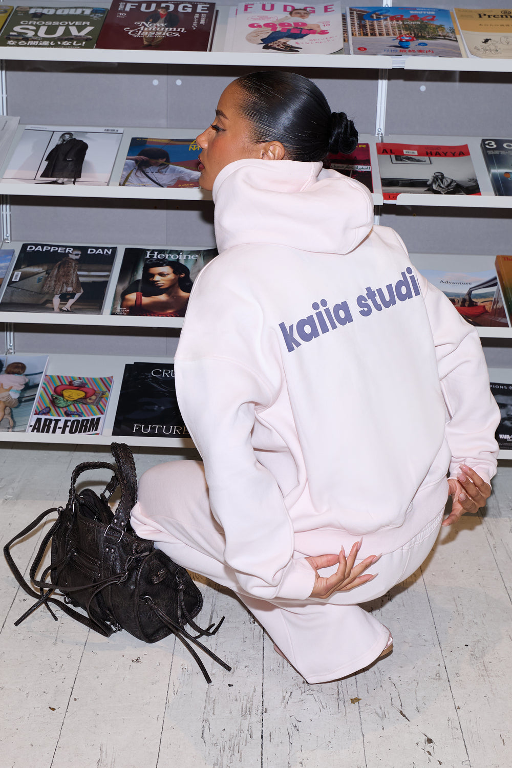 Kaiia Star Graphic Oversized Hoodie Shell Pink & Dark Grey