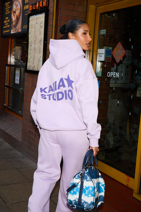 Kaiia Studio Star Graphic Oversized Hoodie Lilac & Royal Purple