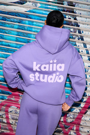 Kaiia Studio Star Oversized Hoodie Royal Purple & Lilac