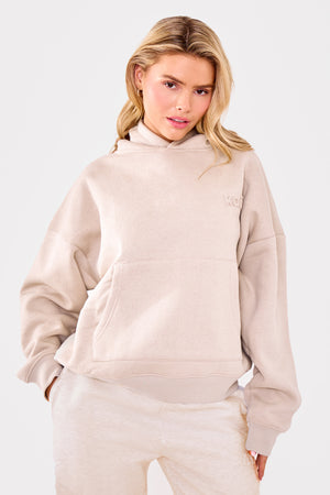 Kaiia Embossed Logo Oversized Hoodie Ash Taupe