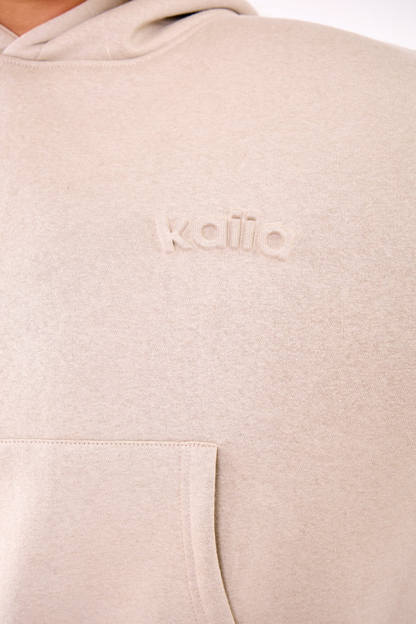 Kaiia Embossed Logo Oversized Hoodie Ash Taupe