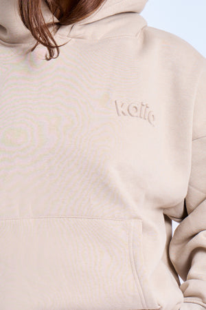 Kaiia Embossed Logo Oversized Hoodie Ash Taupe