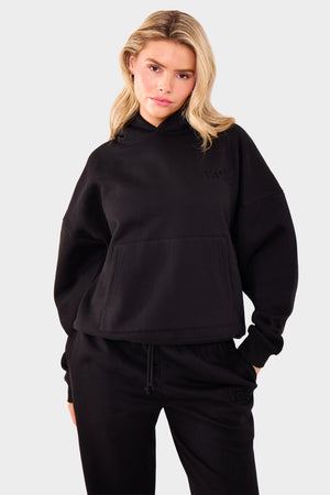 Kaiia Embossed Logo Oversized Hoodie Black