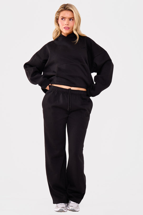 Kaiia Embossed Logo Oversized Hoodie Black