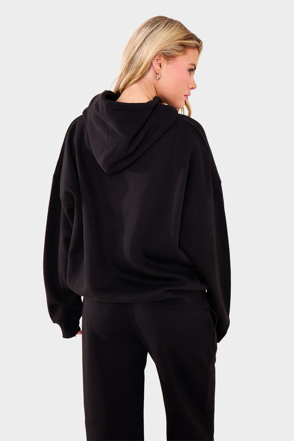 Kaiia Embossed Logo Oversized Hoodie Black