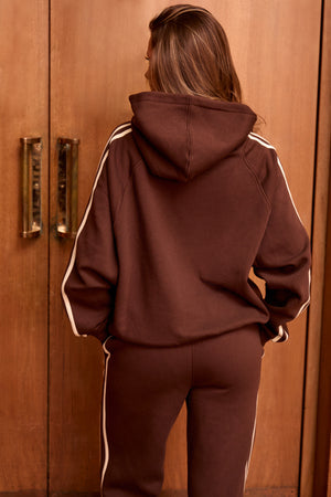 Kaiia Sport Side Stripe Oversized Hoodie Bitter Chocolate & Lemon