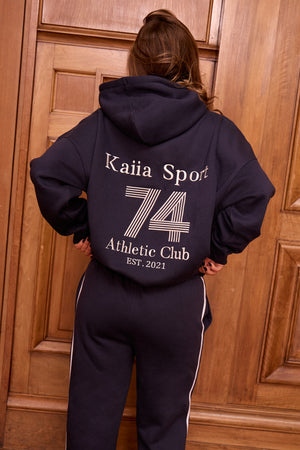 Kaiia Sport Athletic Club Oversized Hoodie Navy & White