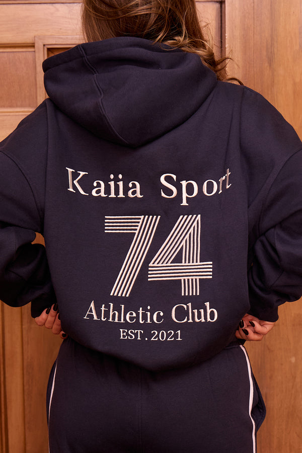 Kaiia Sport Athletic Club Oversized Hoodie Navy & White