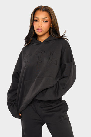 Kaiia KTL Logo Oversized Hoodie Black on Black