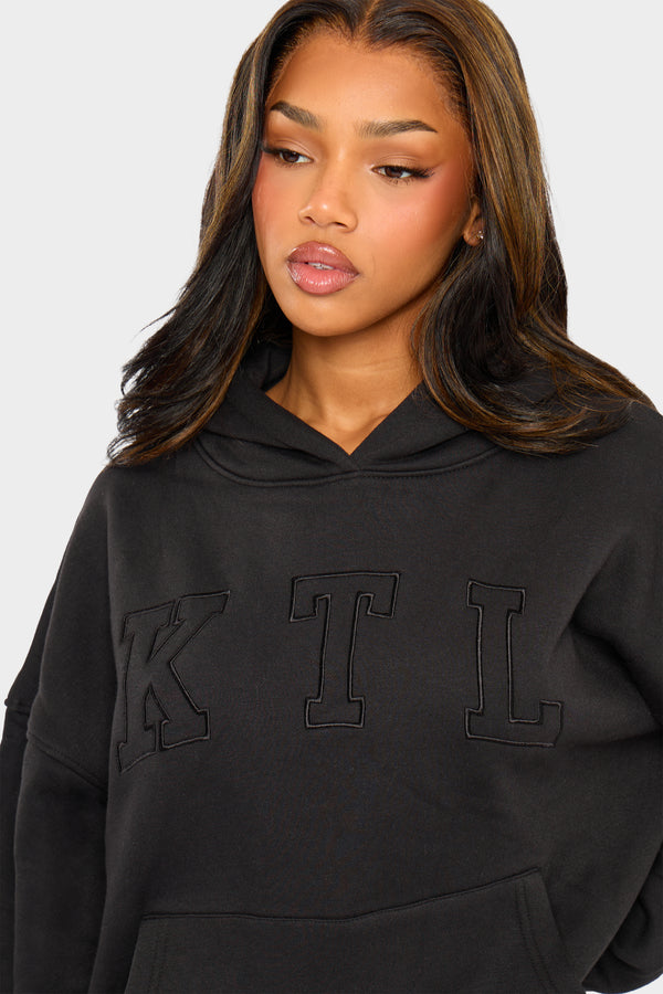 Kaiia KTL Logo Oversized Hoodie Black on Black