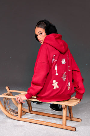 Kaiia Christmas Icon Oversized Hoodie Red