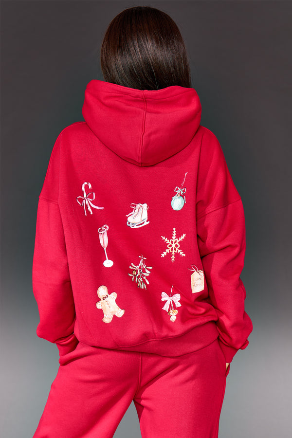 Kaiia Christmas Icon Oversized Hoodie Red