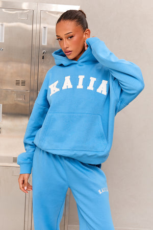 Kaiia Slogan Oversized Hoodie Vibrant Blue