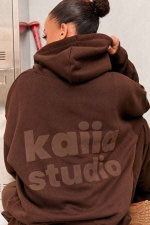Kaiia Studio Rope Drawstring Oversized Hoodie Bitter Chocolate