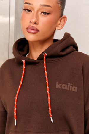 Kaiia Studio Rope Drawstring Oversized Hoodie Bitter Chocolate