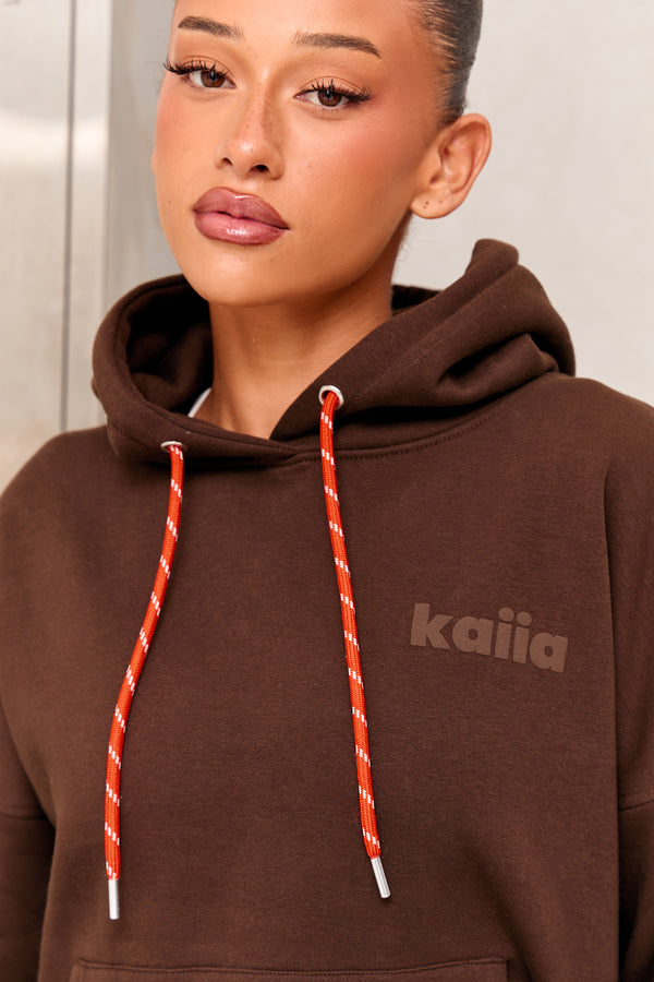 Kaiia Studio Rope Drawstring Oversized Hoodie Bitter Chocolate