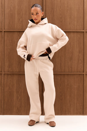Kaiia Contrast Oversized Hoodie Cream & Bitter Chocolate