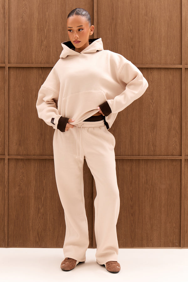Kaiia Contrast Oversized Hoodie Cream & Bitter Chocolate
