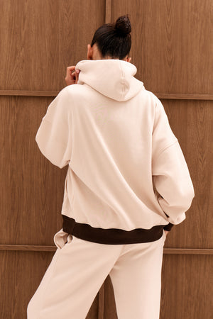Kaiia Contrast Oversized Hoodie Cream & Bitter Chocolate