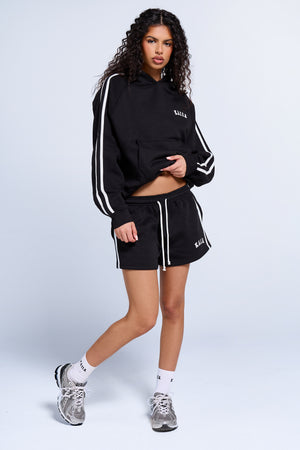 Kaiia Sport Side Stripe Oversized Hoodie Black & White