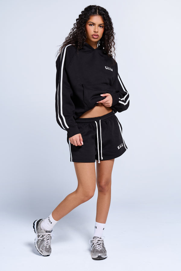Kaiia Sport Side Stripe Oversized Hoodie Black & White
