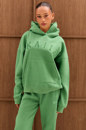 Kaiia Slogan Oversized Hoodie Spring Green