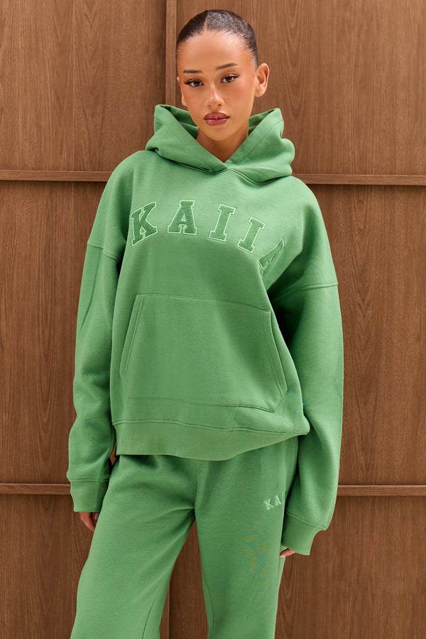 Kaiia Slogan Oversized Hoodie Spring Green